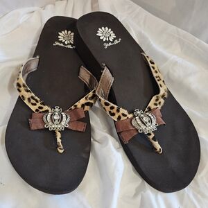 Yellow Box Flip Flops Size 8, Rhinestone Sandals Leopard, Madeline